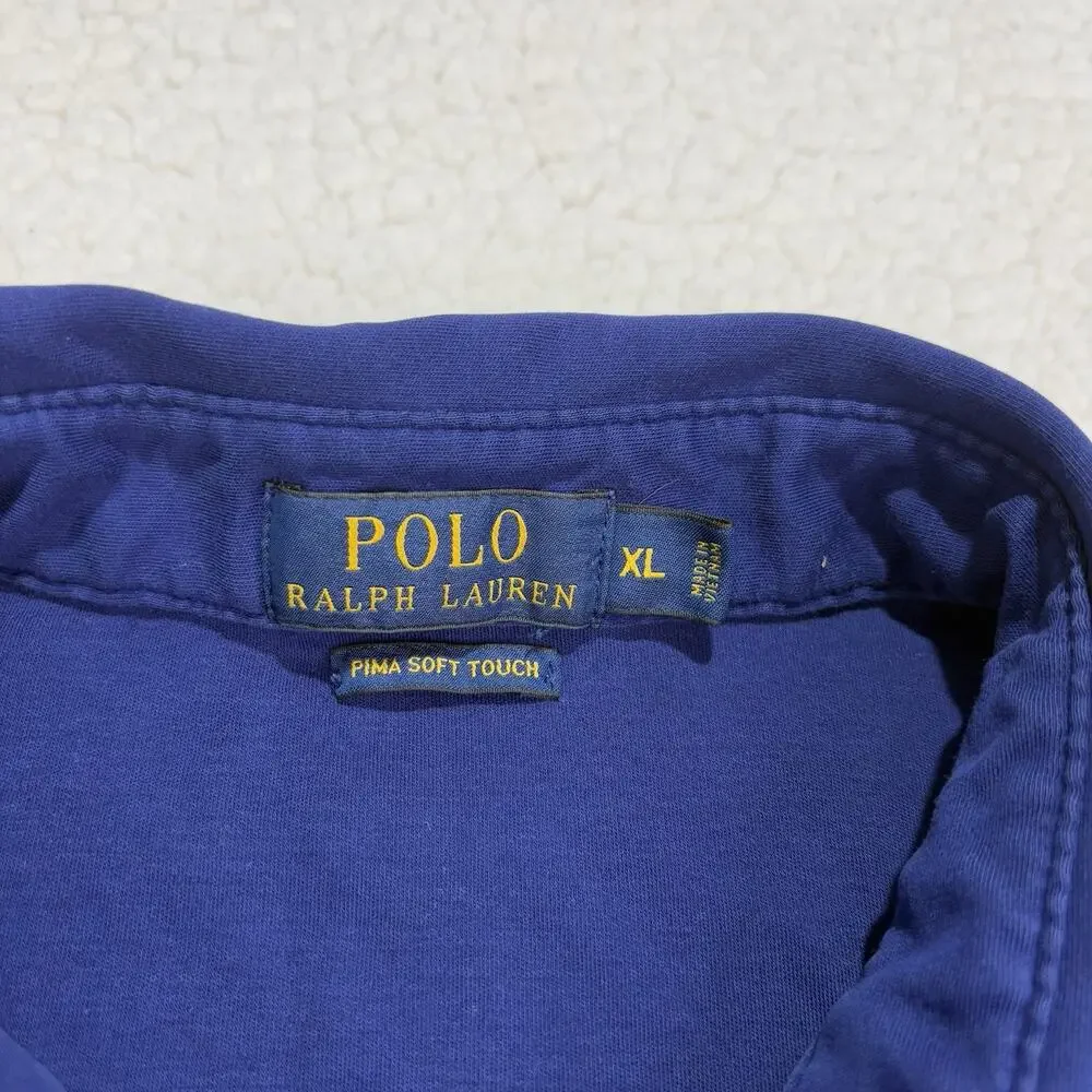 Polo Ralph Lauren Pima Soft Touch Short Sleeve Polo Shirt‎ Mens XL Blue Red Pony